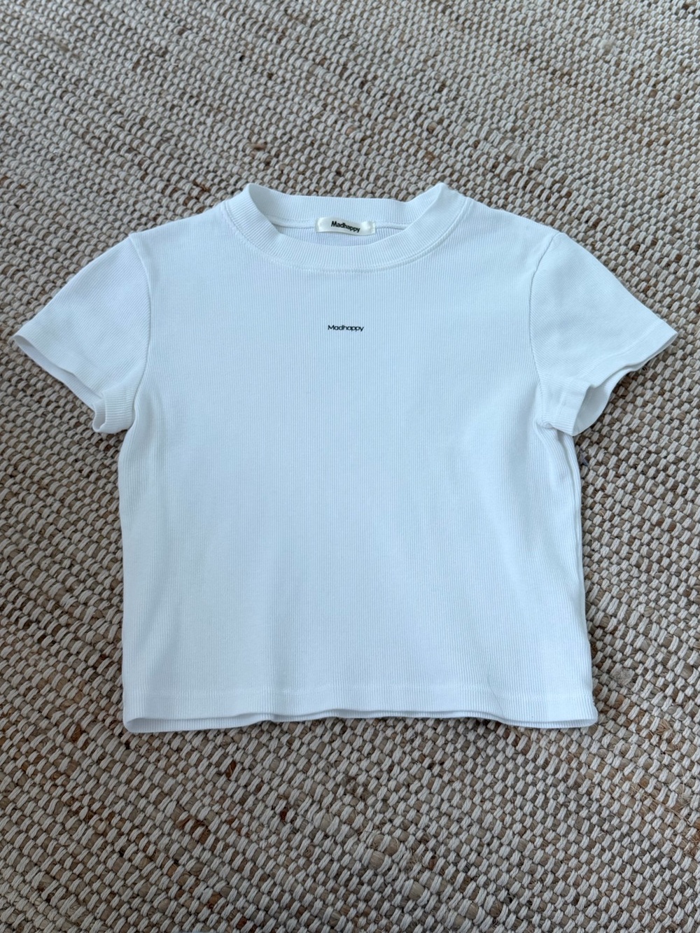 Madhappy Classics White Ribbed Baby Tee Size Medium